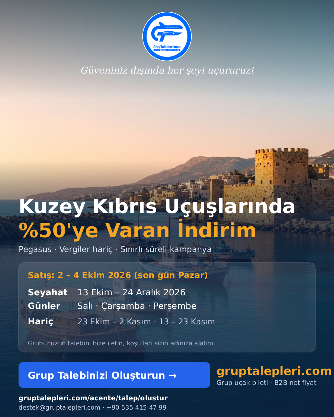Kuzey Kıbrıs uçuşlarında %50'ye varan indirim