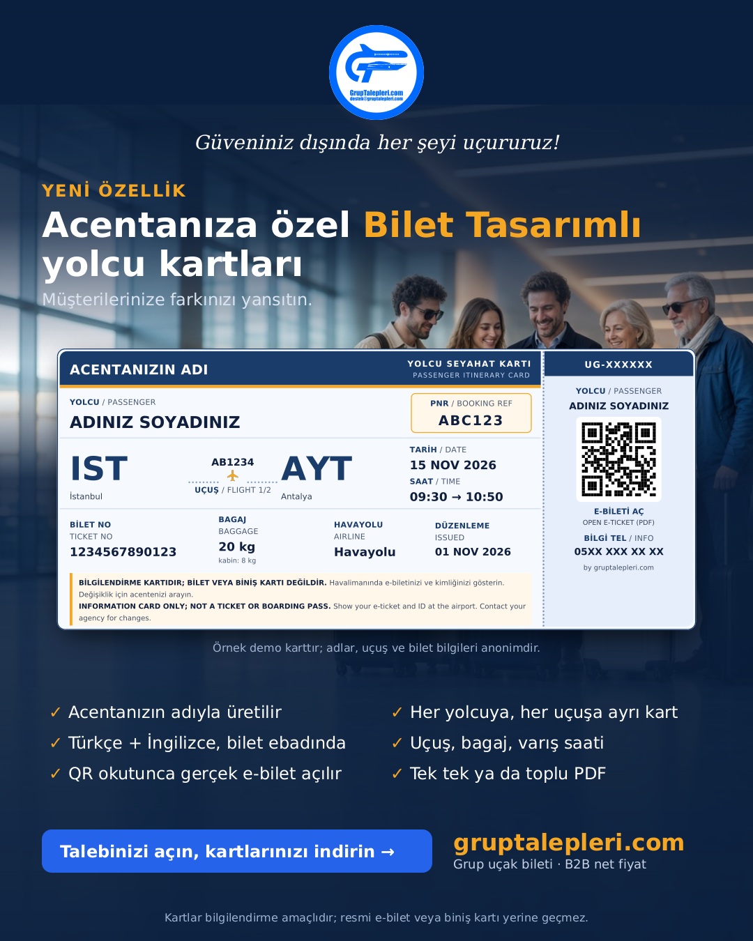 Acentanıza özel yolcu kartları