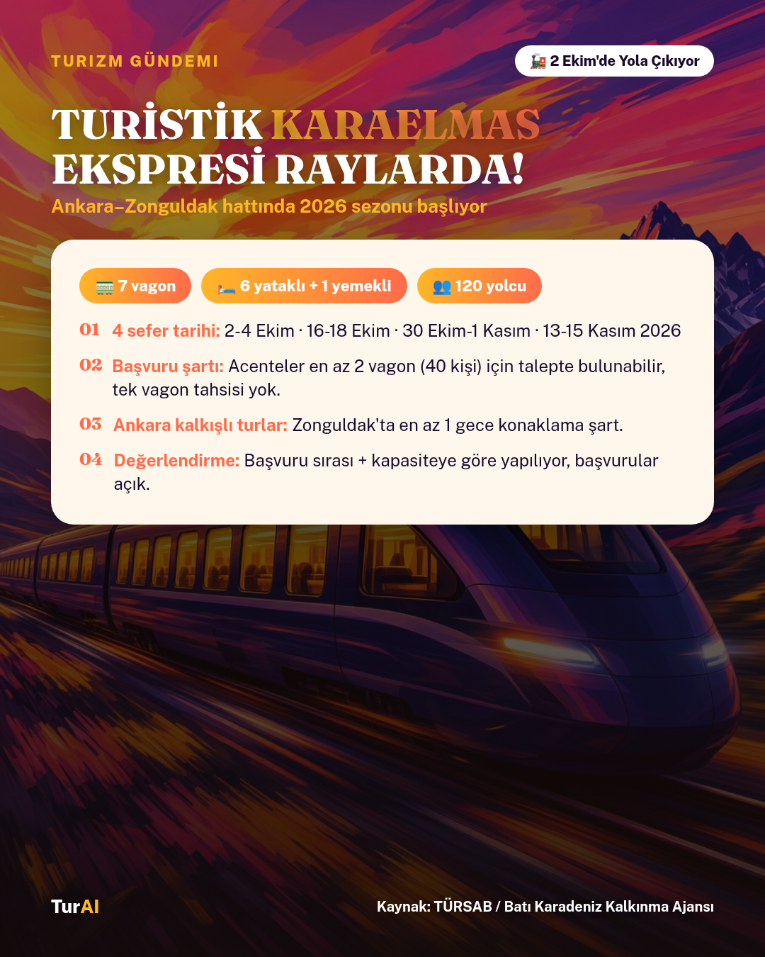 Turistik Karaelmas Ekspresi Raylarda!