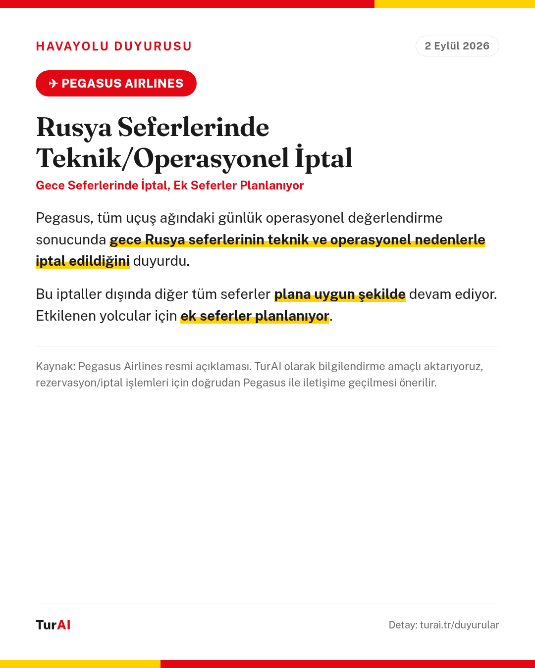 Pegasus: Rusya Seferlerinde Teknik/Operasyonel İptal